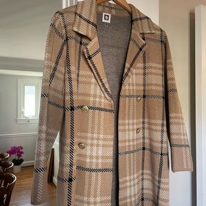 Ann Klein jacket plaid sweater size M, mid thigh long, nwot